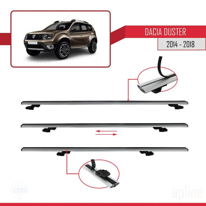 Compatible avec Dacia Duster (HS) Post-Facelift 2014-2017 BASIC Model Barres de Toit Railing Porte-Bagages de Voiture Gris Aluminium 2 Barres