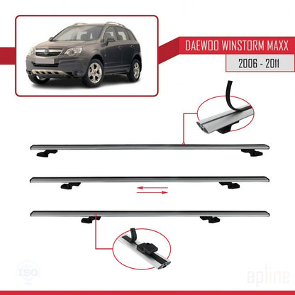 Compatible avec Daewoo Winstorm MaXX 2006-2011 BASIC Model Barres de Toit Railing Porte-Bagages de Voiture Gris Aluminium 2 Barres