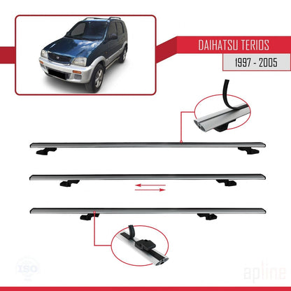Compatible avec Daihatsu Terios (J100) 1997-2005 BASIC Model Barres de Toit Railing Porte-Bagages de Voiture Gris Aluminium 2 Barres