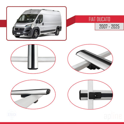 Kompatibel mit Fiat Ducato 3 2007-2025 Basismodell Dachgepäckträger, graues Aluminium, 3 Stangen