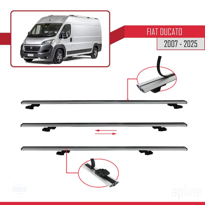 Kompatibel mit Fiat Ducato 3 2007-2025 Basismodell Dachgepäckträger, graues Aluminium, 4 Stangen