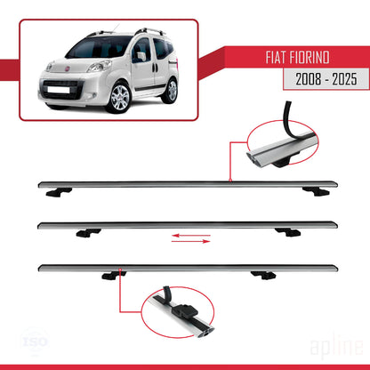 Compatibile con Fiat Fiorino 3 2008-2025 modello BASIC Barre portatutto Railing Portapacchi Auto Alluminio Grigio 4 Barre
