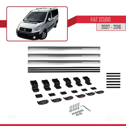 Kompatibel mit Fiat Scudo 2 2007-2016 Basismodell Dachgepäckträger, graues Aluminium, 3-Stangen