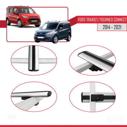 Compatible con Ford Transit/Tourneo Connect 2 2014-2021 BASIC Model Barras de Techo Auto Portaequipajes Barras Transversales Gris Aluminio 3 Barras