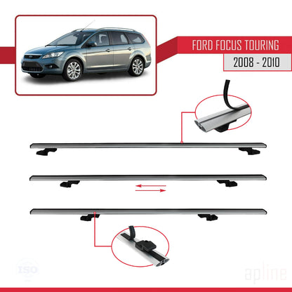 Compatible avec Ford Focus 2 (C307) Turnier 2008-2010 BASIC Model Barres de Toit Railing Porte-Bagages de Voiture Gris Aluminium 3 Barres