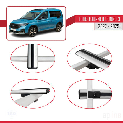 Compatible with Ford Transit/Tourneo Connect 3 2022-2025 BASIC Model Car Roof Rack Cross Bar Grey Aluminium 3 Bars
