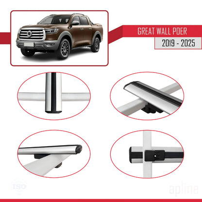 Compatible avec Great Wall Poer 2019-2025 BASIC Model Barres de Toit Railing Porte-Bagages de Voiture Gris Aluminium 3 Barres