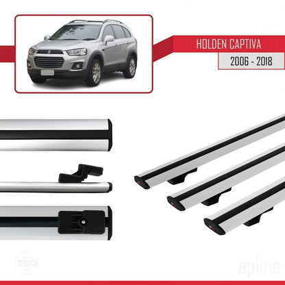 Compatible with Holden Captiva 2006-2018 BASIC Model Car Roof Rack Cross Bar Grey Aluminium 3 Bars