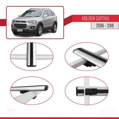 Compatible with Holden Captiva 2006-2018 BASIC Model Car Roof Rack Cross Bar Grey Aluminium 3 Bars