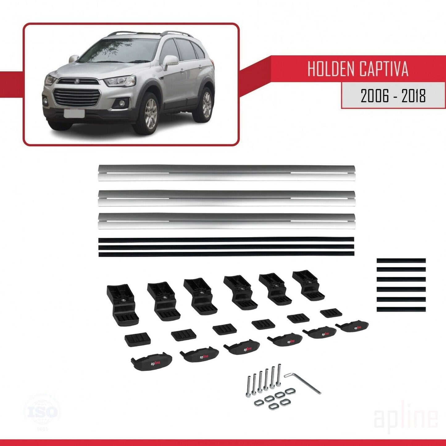 Compatible with Holden Captiva 2006-2018 BASIC Model Car Roof Rack Cross Bar Grey Aluminium 3 Bars