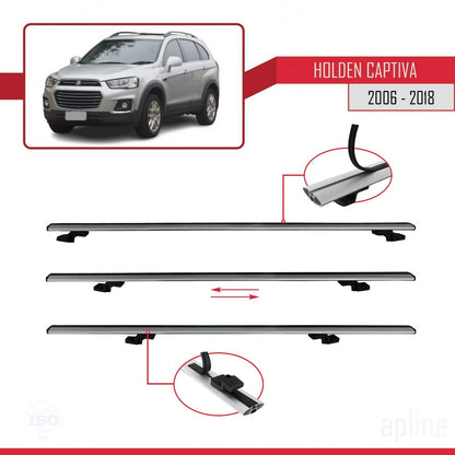 Compatible with Holden Captiva 2006-2018 BASIC Model Car Roof Rack Cross Bar Grey Aluminium 2 Bars