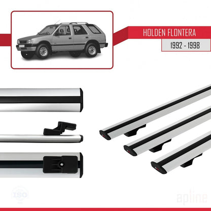 Compatible con Holden Frontera 1992-1998 BASIC Model Barras de Techo Auto Portaequipajes Barras Transversales Gris Aluminio 3 Barras