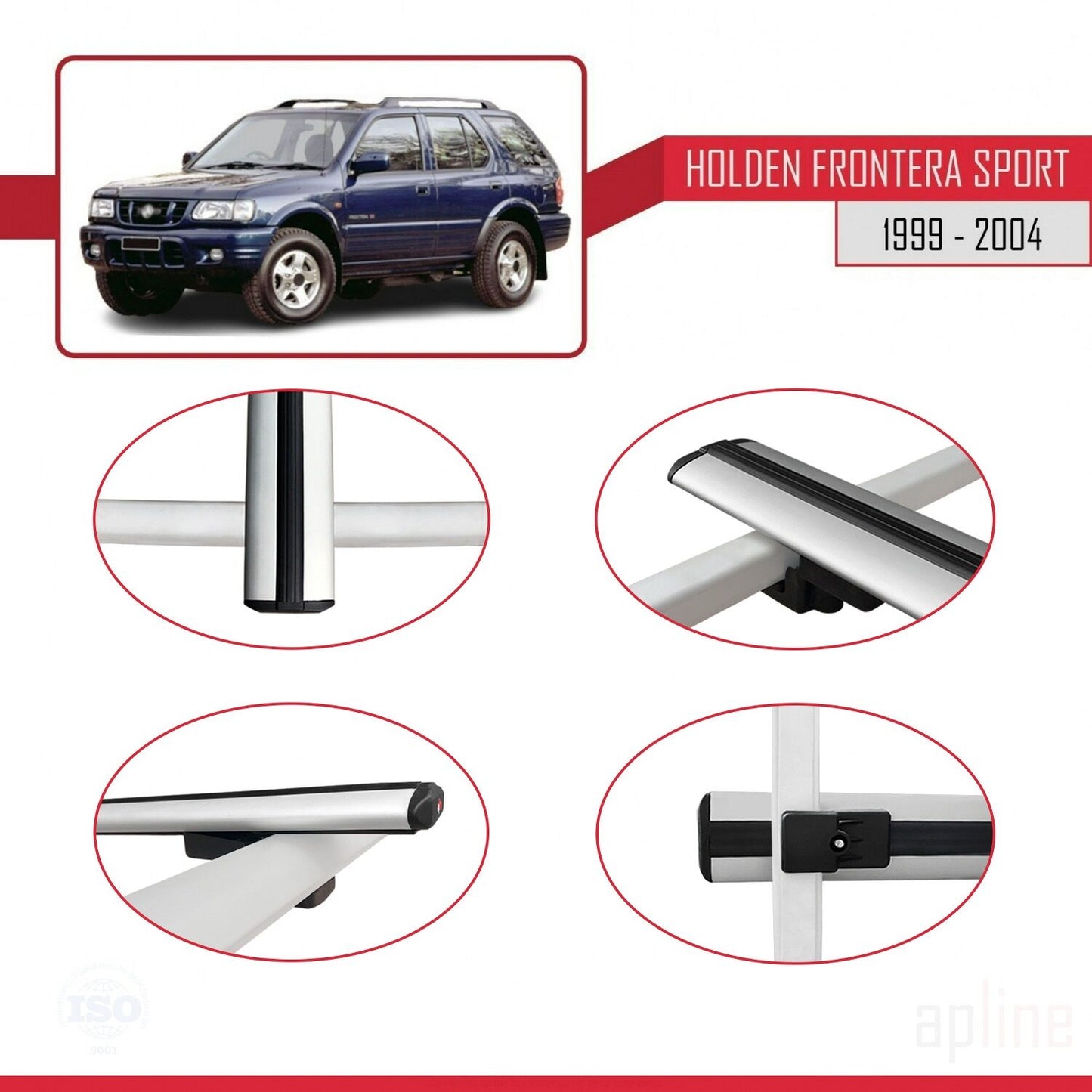 Compatible avec Holden Frontera Sport 2 1999-2004 BASIC Model Barres de Toit Railing Porte-Bagages de Voiture Gris Aluminium 3 Barres