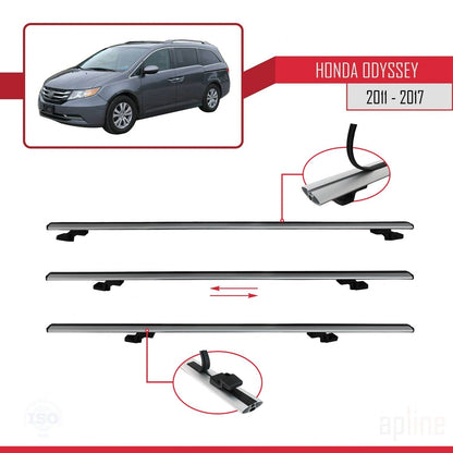 Compatible avec Honda Odyssey 2011-2017 BASIC Model Barres de Toit Railing Porte-Bagages de Voiture Gris Aluminium 2 Barres