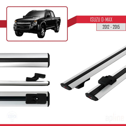 Compatible avec Isuzu D-Max 2 (RT50) Pre-Facelift 2012-2015 BASIC Model Barres de Toit Railing Porte-Bagages de Voiture Gris Aluminium 2 Barres