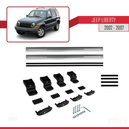Compatible avec Jeep Liberty 2002-2007 BASIC Model Barres de Toit Railing Porte-Bagages de Voiture Gris Aluminium 2 Barres
