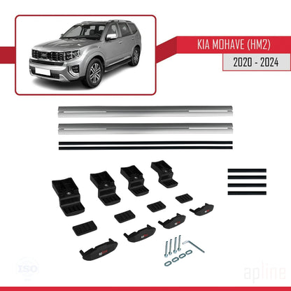 Compatible avec Kia Mohave 2 (HM2) 2020-2024 BASIC Model Barres de Toit Railing Porte-Bagages de Voiture Gris Aluminium 2 Barres