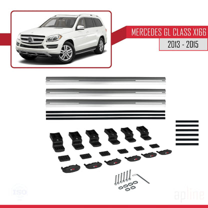 Compatible con Mercedes Clase GL 2 (X166) Pre-Facelift 2013-2015 BASIC Model Barras de Techo Auto Portaequipajes Barras Transversales Gris Aluminio 3 Barras