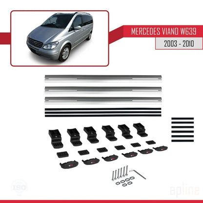 Compatible con Mercedes Viano 2 (W639) Pre-Facelift 2003-2010 BASIC Model Barras de Techo Auto Portaequipajes Barras Transversales Gris Aluminio 3 Barras