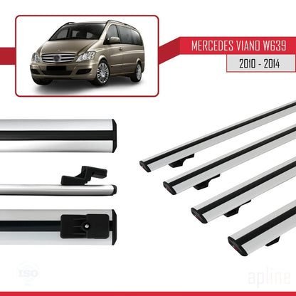 Compatible avec Mercedes Viano 2 (W639) Post-Facelift 2010-2014 BASIC Model Barres de Toit Railing Porte-Bagages de Voiture Gris Aluminium 4 Barres