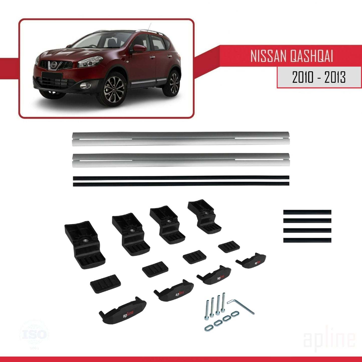 Compatible avec Nissan Qashqai (J10) Post-Facelift 2010-2013 BASIC Model Barres de Toit Railing Porte-Bagages de Voiture Gris Aluminium 2 Barres
