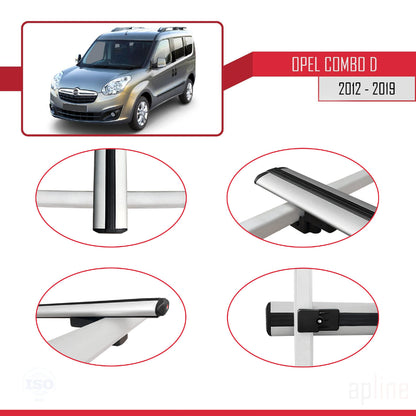 Compatible avec Opel Combo D 2012-2018 BASIC Model Barres de Toit Railing Porte-Bagages de Voiture Gris Aluminium 4 Barres
