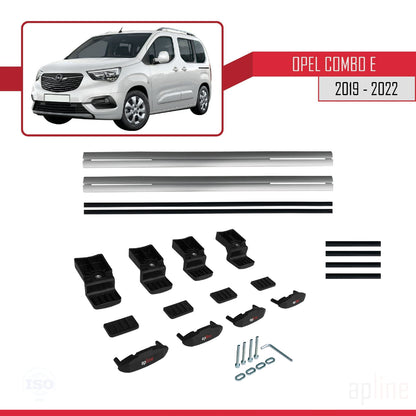 Compatible avec Opel Combo E Life 2019-2022 BASIC Model Barres de Toit Railing Porte-Bagages de Voiture Gris Aluminium 2 Barres