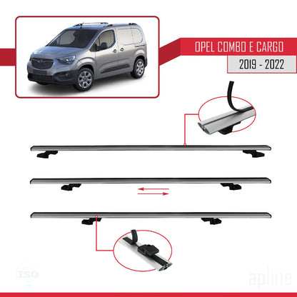 Compatible avec Opel Combo E Cargo 2019-2022 BASIC Model Barres de Toit Railing Porte-Bagages de Voiture Gris Aluminium 3 Barres