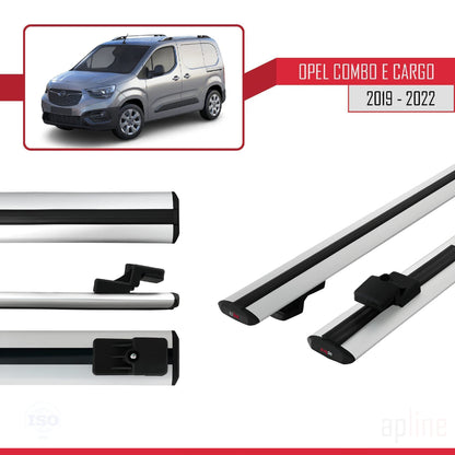 Compatible avec Opel Combo E Cargo 2019-2022 BASIC Model Barres de Toit Railing Porte-Bagages de Voiture Gris Aluminium 2 Barres