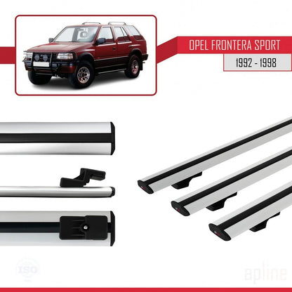 Compatible avec Opel Frontera Sport 1992-1998 BASIC Model Barres de Toit Railing Porte-Bagages de Voiture Gris Aluminium 3 Barres