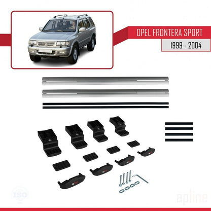 Compatible avec Opel Frontera Sport 2 1999-2004 BASIC Model Barres de Toit Railing Porte-Bagages de Voiture Gris Aluminium 2 Barres