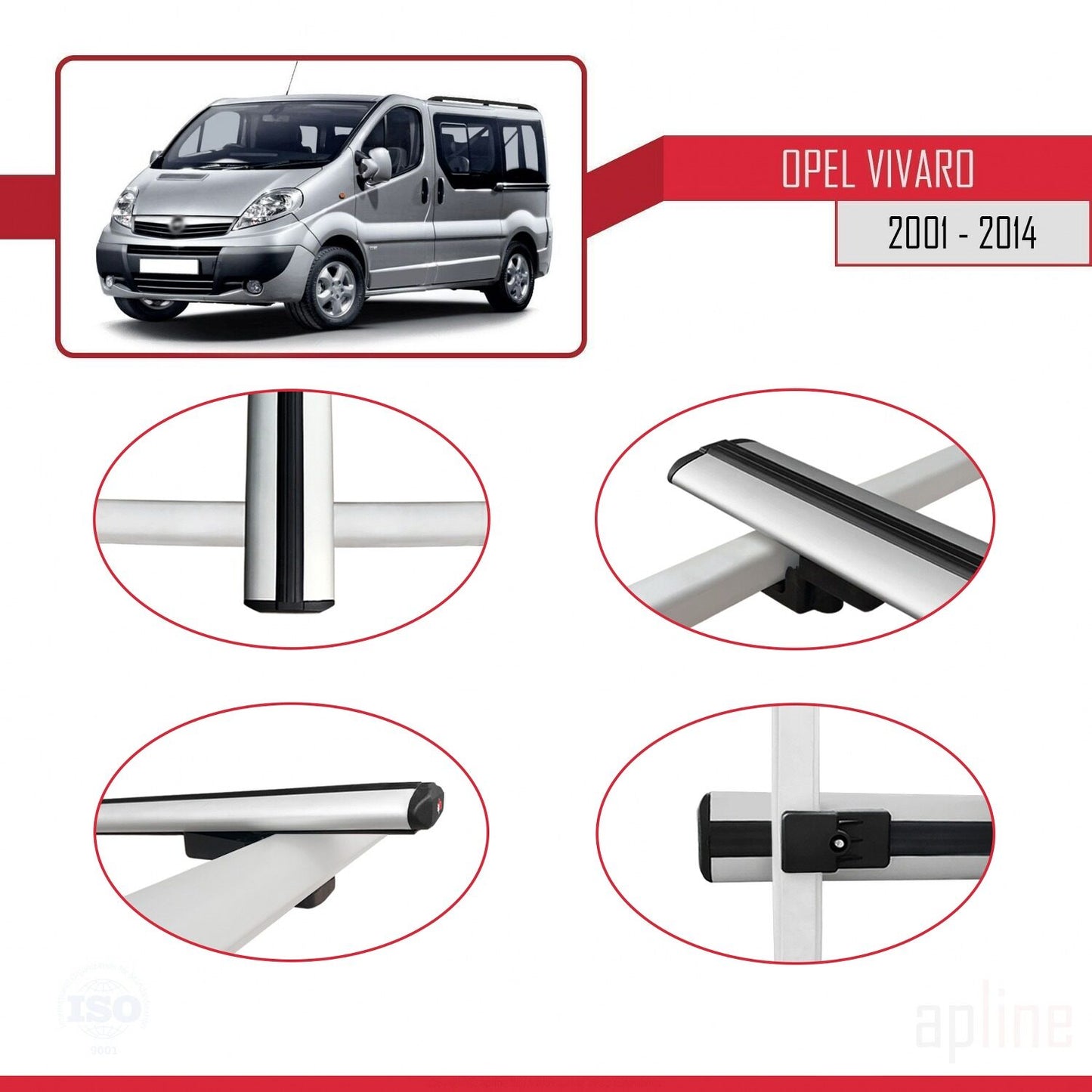 Compatible avec Opel Vivaro A 2001-2014 BASIC Model Barres de Toit Railing Porte-Bagages de Voiture Gris Aluminium 3 Barres