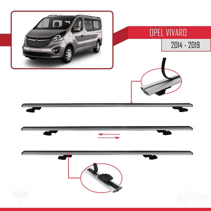 Compatible avec Opel Vivaro B 2014-2019 BASIC Model Barres de Toit Railing Porte-Bagages de Voiture Gris Aluminium 3 Barres