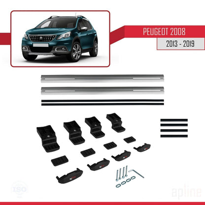 Compatible avec Peugeot 2008 (A94) 2013-2019 BASIC Model Barres de Toit Railing Porte-Bagages de Voiture Gris Aluminium 2 Barres