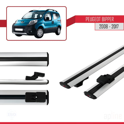 Compatible avec Peugeot Bipper 2008-2017 BASIC Model Barres de Toit Railing Porte-Bagages de Voiture Gris Aluminium 2 Barres