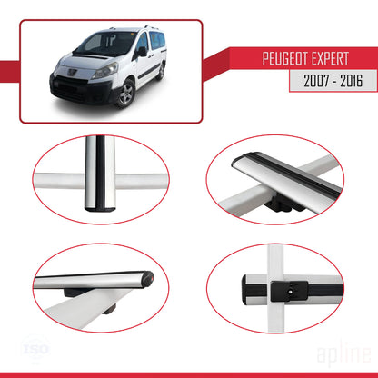 Compatible avec Peugeot Expert 2 2007-2016 BASIC Model Barres de Toit Railing Porte-Bagages de Voiture Gris Aluminium 4 Barres