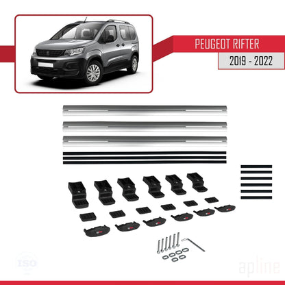 Compatible con Peugeot Rifter 2019-2022 BASIC Model Barras de Techo Auto Portaequipajes Barras Transversales Gris Aluminio 3 Barras