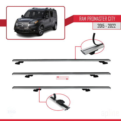 Compatible avec Ram Promaster City (636) 2015-2022 BASIC Model Barres de Toit Railing Porte-Bagages de Voiture Gris Aluminium 3 Barres