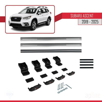 Compatible avec Subaru Ascent 2019-2025 BASIC Model Barres de Toit Railing Porte-Bagages de Voiture Gris Aluminium 2 Barres