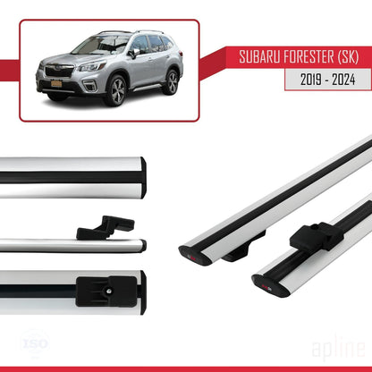 Compatible avec Subaru Forester 5 (SK) 2019-2024 BASIC Model Barres de Toit Railing Porte-Bagages de Voiture Gris Aluminium 2 Barres