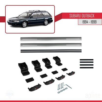 Compatible avec Subaru Outback 1994-1999 BASIC Model Barres de Toit Railing Porte-Bagages de Voiture Gris Aluminium 2 Barres