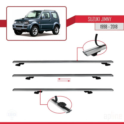Compatible avec Suzuki Jimny 3 1998-2018 BASIC Model Barres de Toit Railing Porte-Bagages de Voiture Gris Aluminium 3 Barres