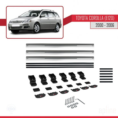 Compatible avec Toyota Corolla 9 (E120) Break 2000-2006 BASIC Model Barres de Toit Railing Porte-Bagages de Voiture Gris Aluminium 3 Barres