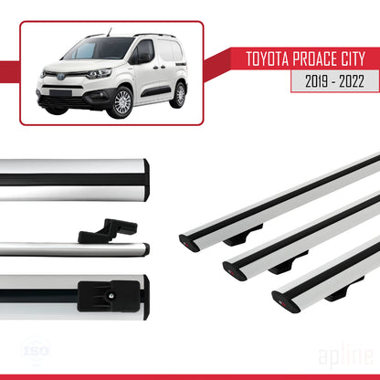 Compatible avec Toyota Proace City 2019-2022 BASIC Model Barres de Toit Railing Porte-Bagages de Voiture Gris Aluminium 3 Barres