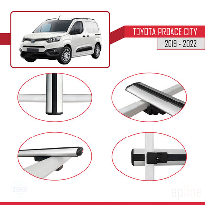 Compatible avec Toyota Proace City 2019-2022 BASIC Model Barres de Toit Railing Porte-Bagages de Voiture Gris Aluminium 3 Barres