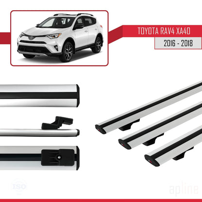 Compatible avec Toyota RAV4 IV (XA40) Post-Facelift 2016-2018 BASIC Model Barres de Toit Railing Porte-Bagages de Voiture Gris Aluminium 3 Barres