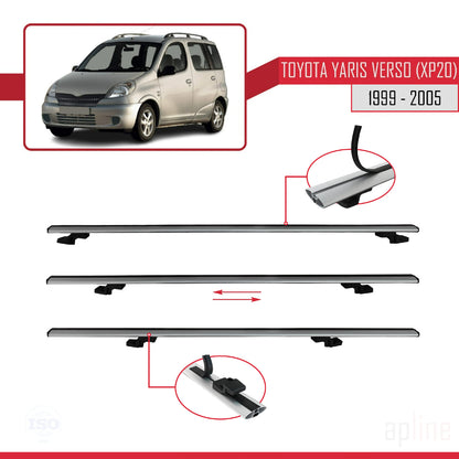Compatible avec Toyota Yaris Verso (XP20) 1999-2005 BASIC Model Barres de Toit Railing Porte-Bagages de Voiture Gris Aluminium 2 Barres