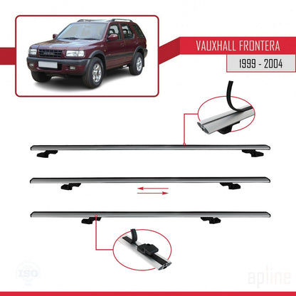 Compatible avec Vauxhall Frontera 2 1999-2004 BASIC Model Barres de Toit Railing Porte-Bagages de Voiture Gris Aluminium 3 Barres