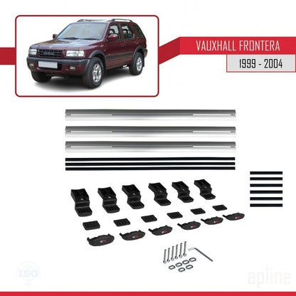 Compatible avec Vauxhall Frontera 2 1999-2004 BASIC Model Barres de Toit Railing Porte-Bagages de Voiture Gris Aluminium 3 Barres