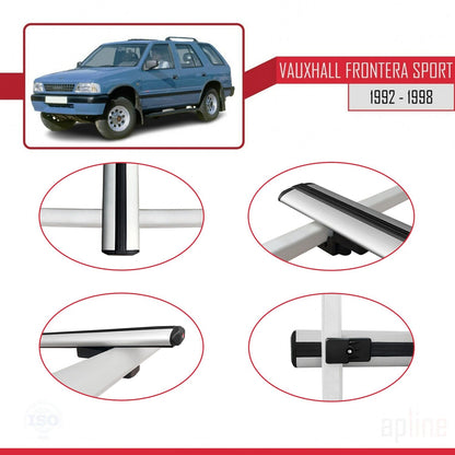 Compatible avec Vauxhall Frontera Sport 1992-1998 BASIC Model Barres de Toit Railing Porte-Bagages de Voiture Gris Aluminium 3 Barres